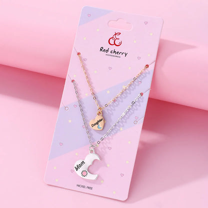 Cute Letter Moon Heart Shape Alloy Plating Mother'S Day Unisex Pendant Necklace