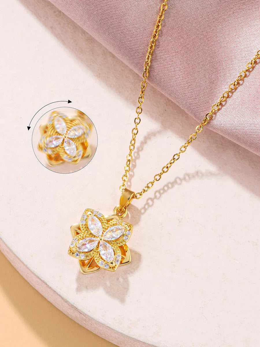 Cute Luxurious Romantic Four Leaf Clover Zircon Alloy Wholesale Pendant Necklace