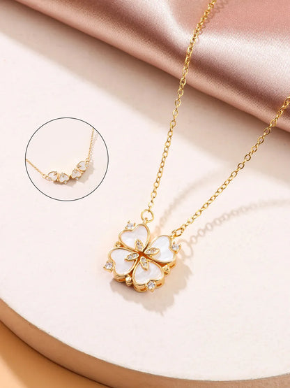 Cute Luxurious Romantic Four Leaf Clover Zircon Alloy Wholesale Pendant Necklace