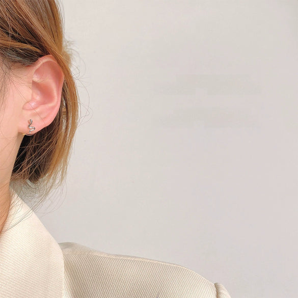 Cute Mini Two Ears Small Ling Pike Earrings For Women With 925 Silver Needles Copper Material Animal Pattern Electroplating Design