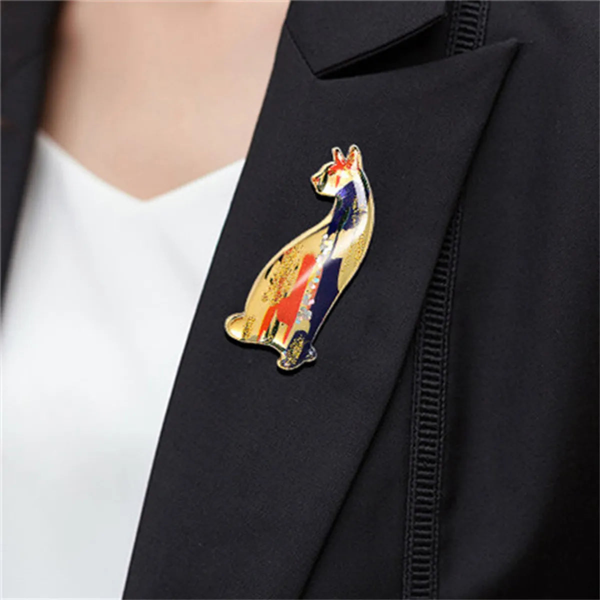 Cute Modern Style Animal Cat Alloy Stamping Stoving Varnish Plating Unisex Corsage Brooches Collar Pin