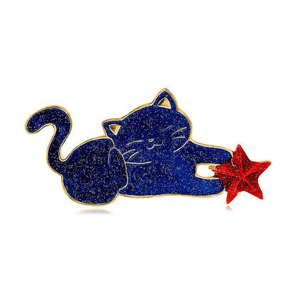 Cute Modern Style Animal Cat Alloy Stamping Stoving Varnish Plating Unisex Corsage Brooches Collar Pin