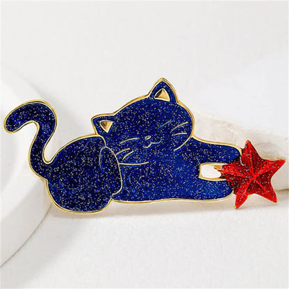 Cute Modern Style Animal Cat Alloy Stamping Stoving Varnish Plating Unisex Corsage Brooches Collar Pin