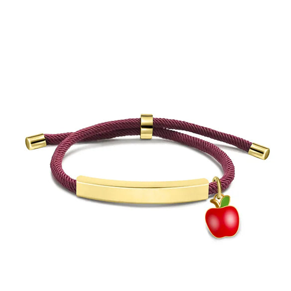 Cute Modern Style Customization Laser Engraving Apple 201 Stainless Steel Rope Cord String String Bracelets Wholesale