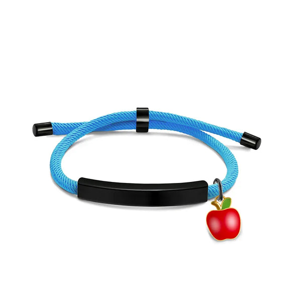 Cute Modern Style Customization Laser Engraving Apple 201 Stainless Steel Rope Cord String String Bracelets Wholesale