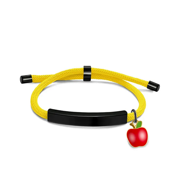 Cute Modern Style Customization Laser Engraving Apple 201 Stainless Steel Rope Cord String String Bracelets Wholesale