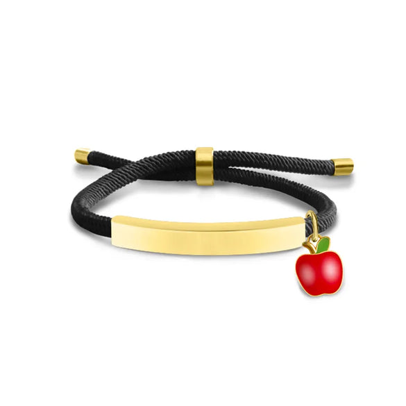 Cute Modern Style Customization Laser Engraving Apple 201 Stainless Steel Rope Cord String String Bracelets Wholesale