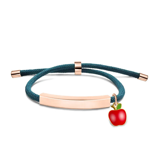 Cute Modern Style Customization Laser Engraving Apple 201 Stainless Steel Rope Cord String String Bracelets Wholesale