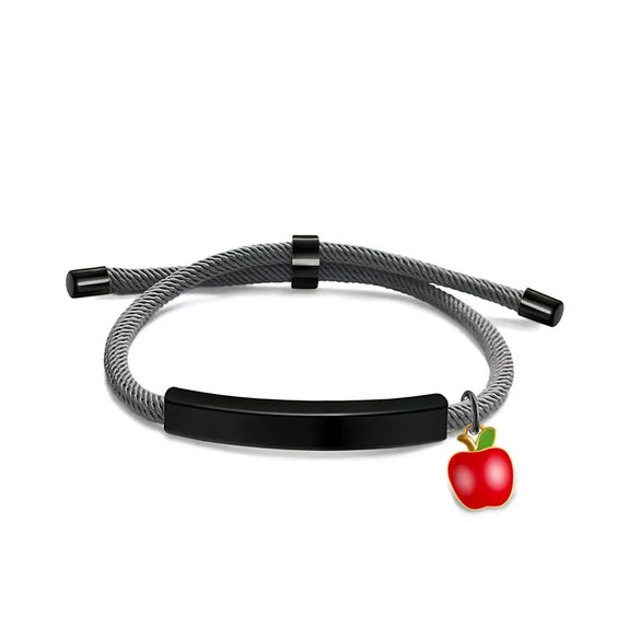 Cute Modern Style Customization Laser Engraving Apple 201 Stainless Steel Rope Cord String String Bracelets Wholesale