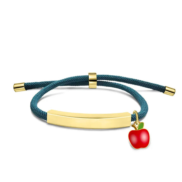 Cute Modern Style Customization Laser Engraving Apple 201 Stainless Steel Rope Cord String String Bracelets Wholesale