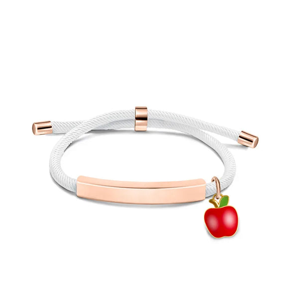 Cute Modern Style Customization Laser Engraving Apple 201 Stainless Steel Rope Cord String String Bracelets Wholesale