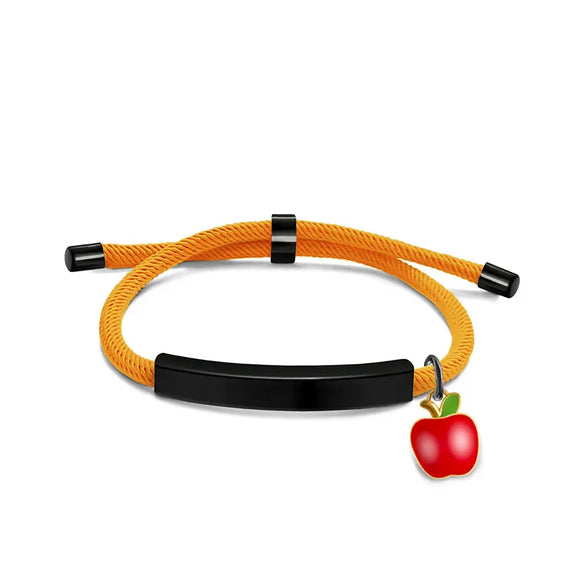 Cute Modern Style Customization Laser Engraving Apple 201 Stainless Steel Rope Cord String String Bracelets Wholesale