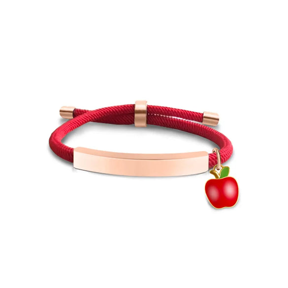 Cute Modern Style Customization Laser Engraving Apple 201 Stainless Steel Rope Cord String String Bracelets Wholesale