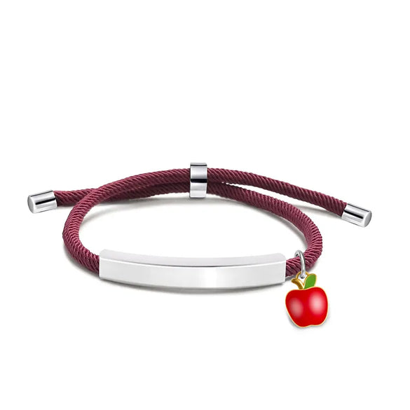 Cute Modern Style Customization Laser Engraving Apple 201 Stainless Steel Rope Cord String String Bracelets Wholesale