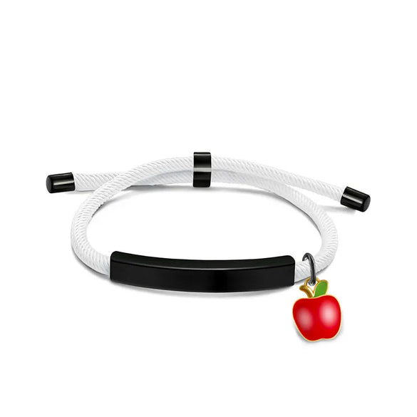 Cute Modern Style Customization Laser Engraving Apple 201 Stainless Steel Rope Cord String String Bracelets Wholesale