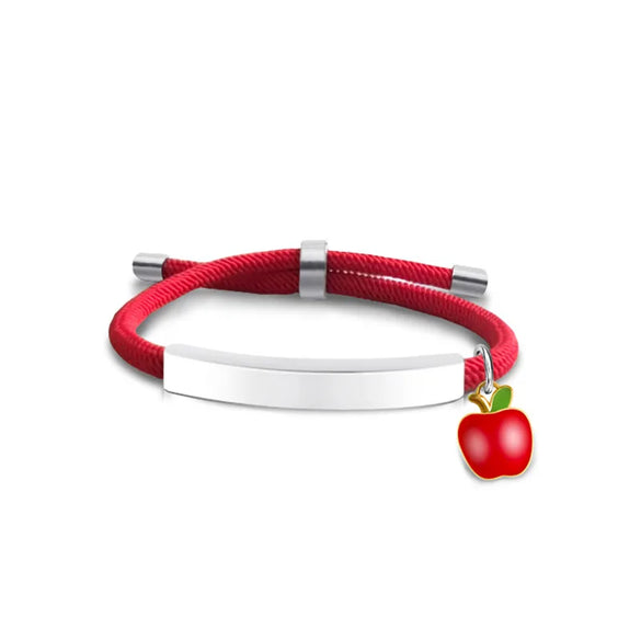 Cute Modern Style Customization Laser Engraving Apple 201 Stainless Steel Rope Cord String String Bracelets Wholesale