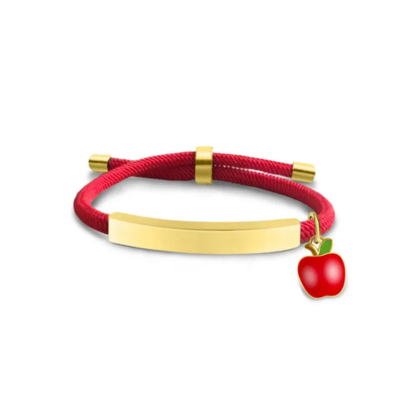 Cute Modern Style Customization Laser Engraving Apple 201 Stainless Steel Rope Cord String String Bracelets Wholesale