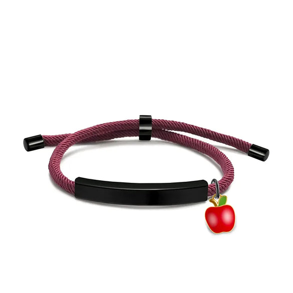 Cute Modern Style Customization Laser Engraving Apple 201 Stainless Steel Rope Cord String String Bracelets Wholesale