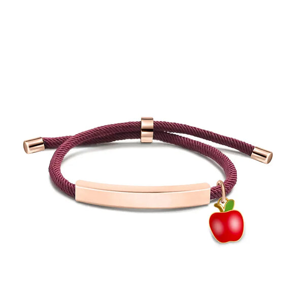 Cute Modern Style Customization Laser Engraving Apple 201 Stainless Steel Rope Cord String String Bracelets Wholesale