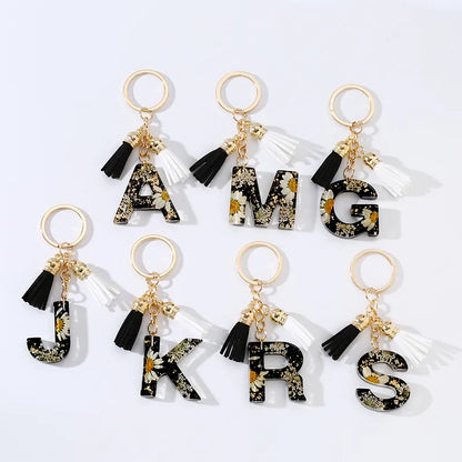 Cute Modern Style Letter Bee Daisy Alloy Resin Epoxy Bag Pendant Keychain