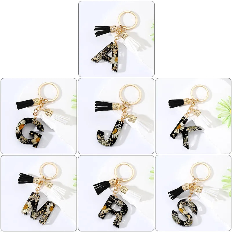 Cute Modern Style Letter Bee Daisy Alloy Resin Epoxy Bag Pendant Keychain