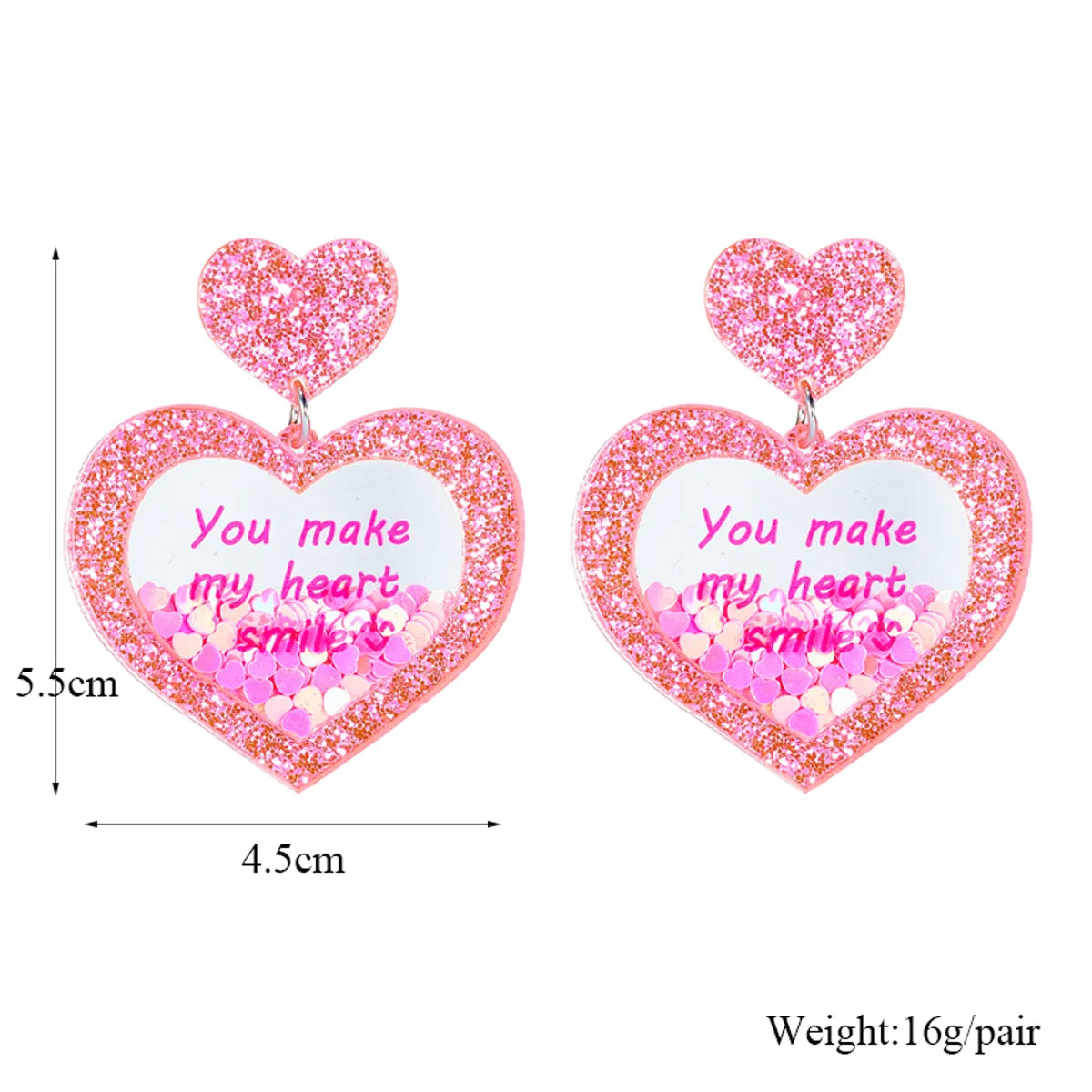 Cute Modern Style Letter Heart Shape Arylic Women's Drop Earrings