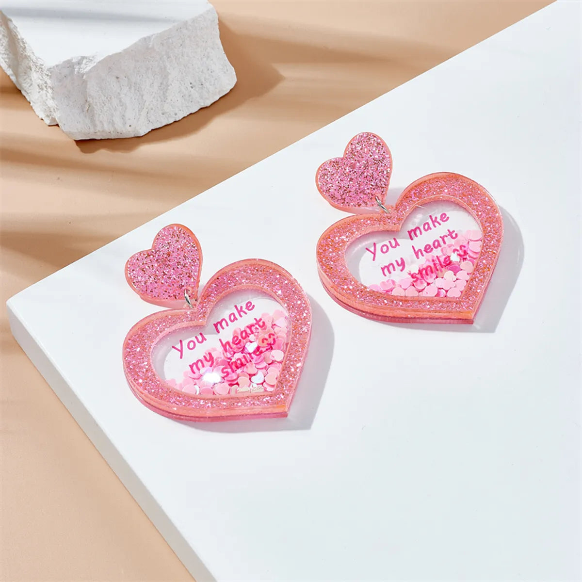 Cute Modern Style Letter Heart Shape Arylic Women's Drop Earrings