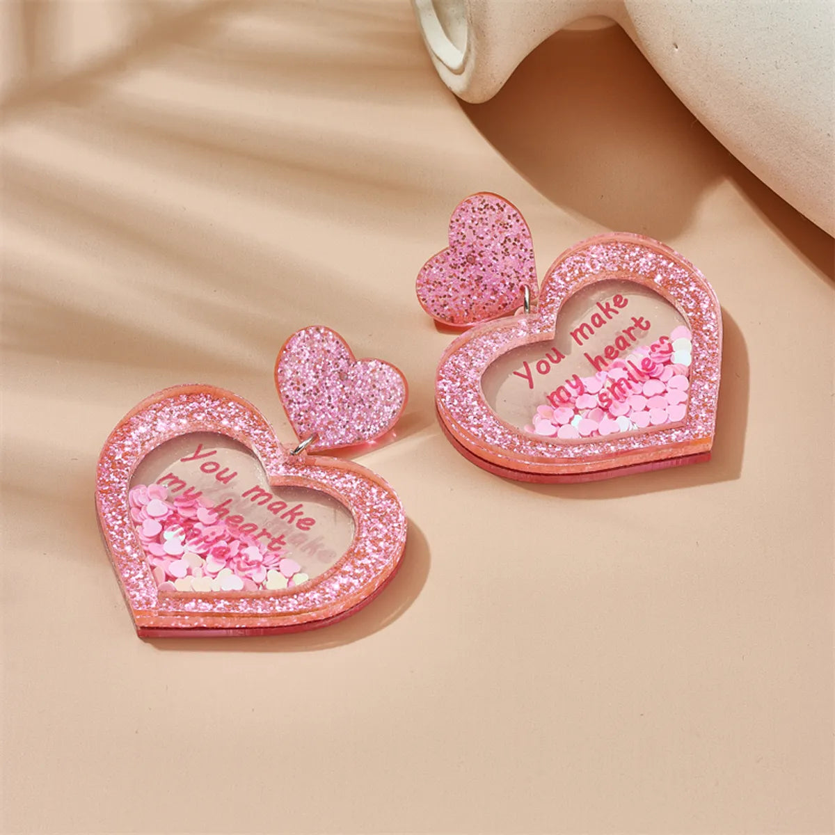 Cute Modern Style Letter Heart Shape Arylic Women's Drop Earrings