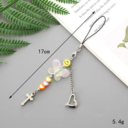 Cute Modern Style Sweet Star Heart Shape Bow Knot Alloy Bag Pendant Mobile Phone Chain Keychain