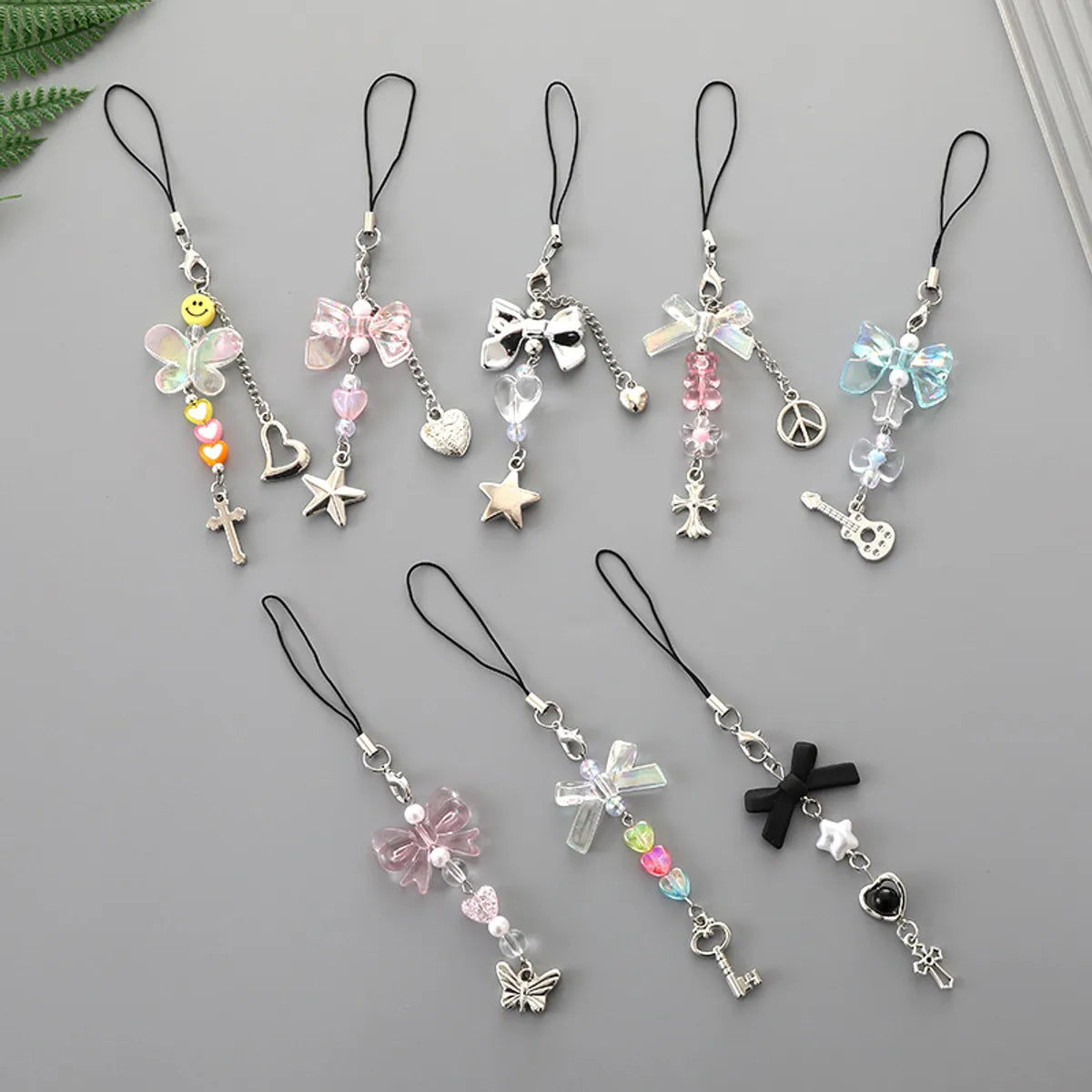 Cute Modern Style Sweet Star Heart Shape Bow Knot Alloy Bag Pendant Mobile Phone Chain Keychain