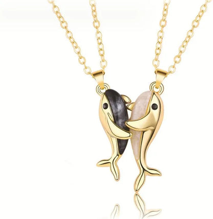 Cute Modern Style Whale Alloy Plating Valentine'S Day Couple Pendant Necklace