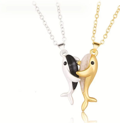 Cute Modern Style Whale Alloy Plating Valentine'S Day Couple Pendant Necklace