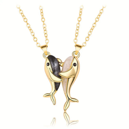 Cute Modern Style Whale Alloy Plating Valentine'S Day Couple Pendant Necklace