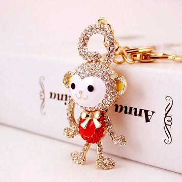 Cute Monkey Zinc Alloy Plating Inlay Rhinestones Women'S Bag Pendant Keychain