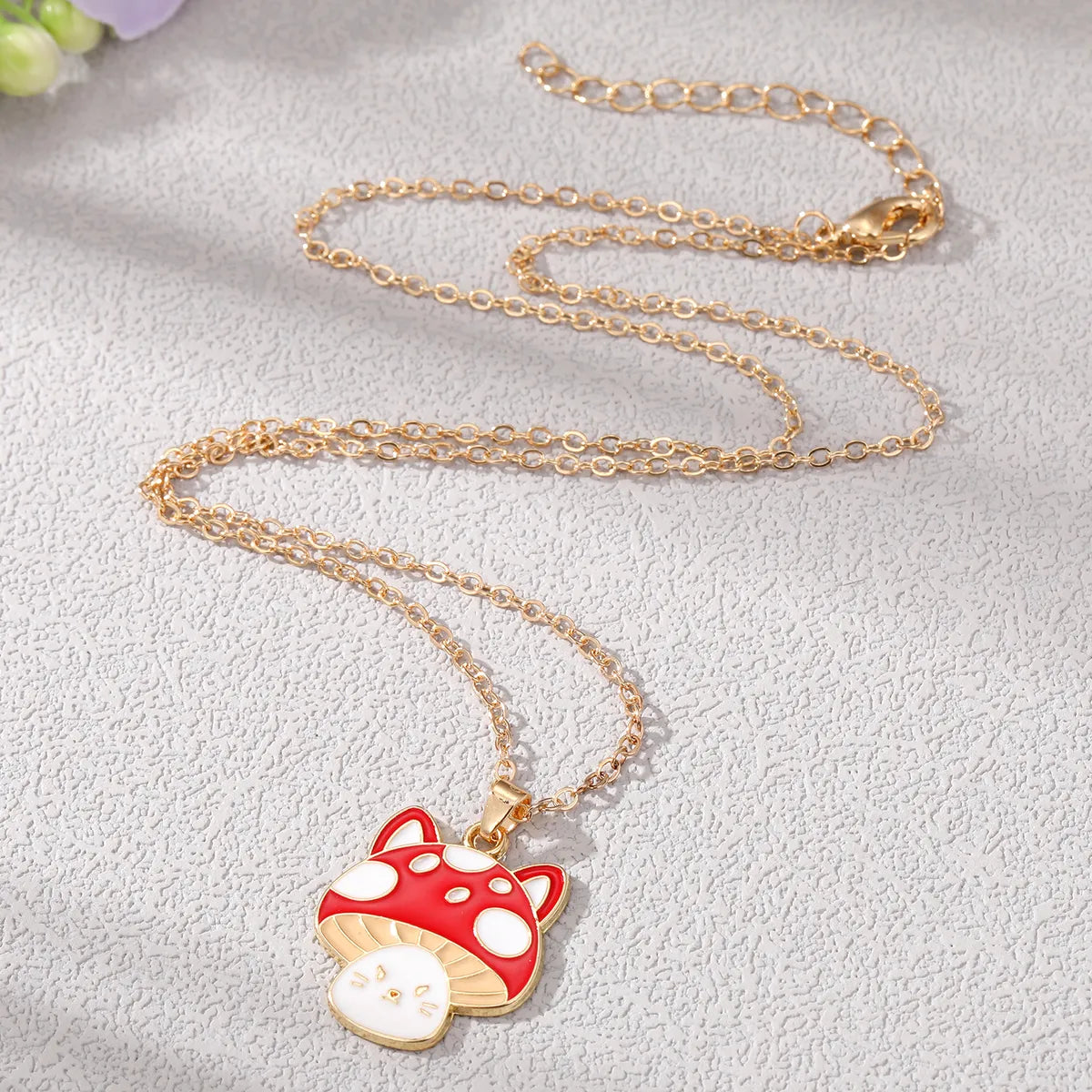 Cute Mushroom Alloy Enamel Alloy Pendant Necklace 1 Piece