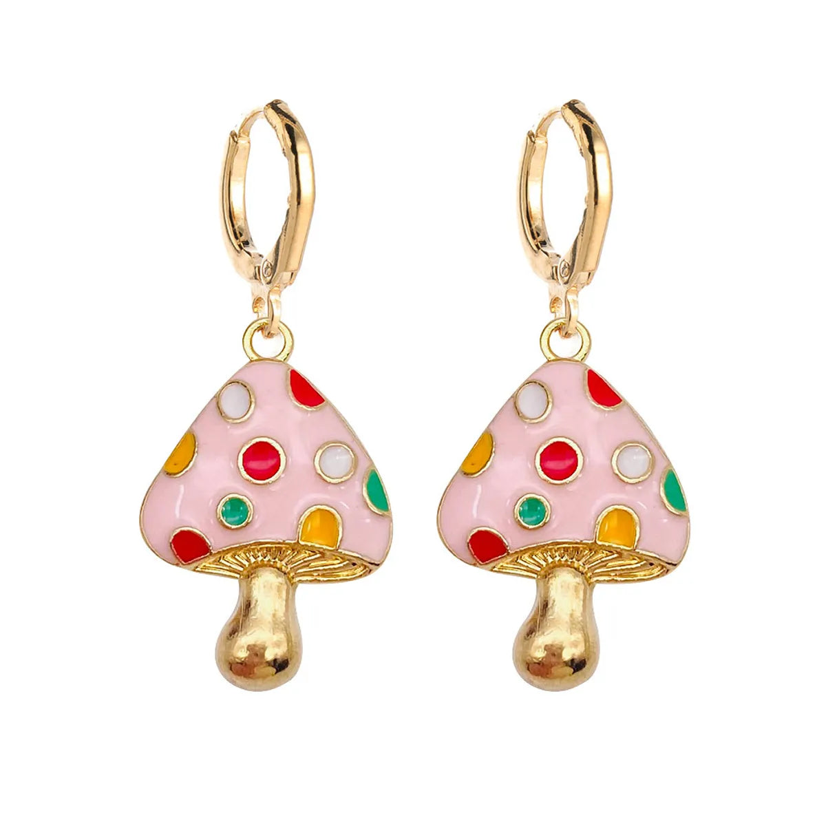 Cute Mushroom Metal Enamel Women's Drop Earrings