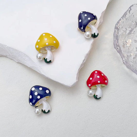 Cute Mushroom Zinc Alloy Enamel Plating Inlay Pearl Women'S Brooches