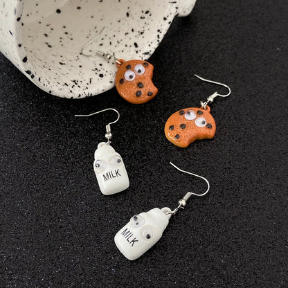 Cute Novelty Cookies Milk Resin Women's Dangling Earrings