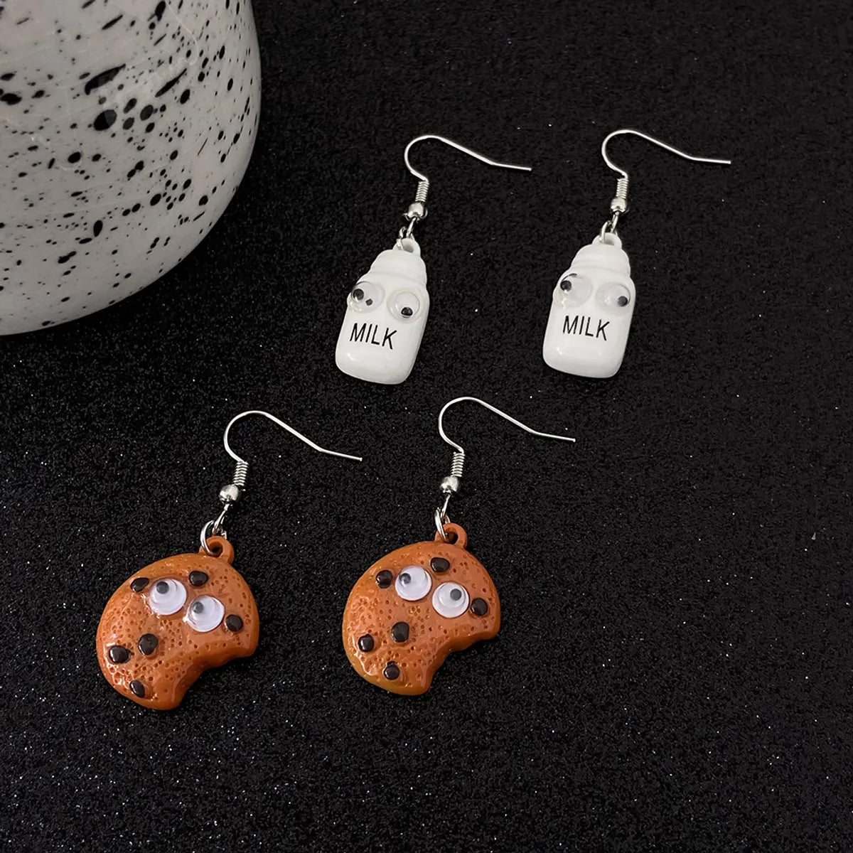 Cute Novelty Cookies Milk Resin Women's Dangling Earrings