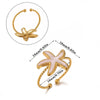 Cute Ocean Animal Enamel Ring In Gold Plated Titanium Steel With Starfish Shell And Octopus Motifs For Unisex Wear