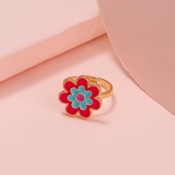 Cute Open Butterfly Ring For Children And Women Adjustable Fun Cartoon Jewelry Alloy Dripping Oil