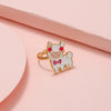 Cute Open Butterfly Ring For Children And Women Adjustable Fun Cartoon Jewelry Alloy Dripping Oil