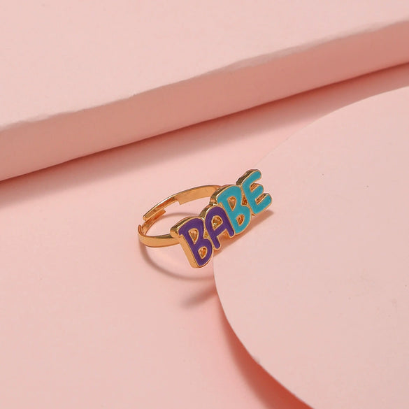 Cute Open Butterfly Ring For Children And Women Adjustable Fun Cartoon Jewelry Alloy Dripping Oil