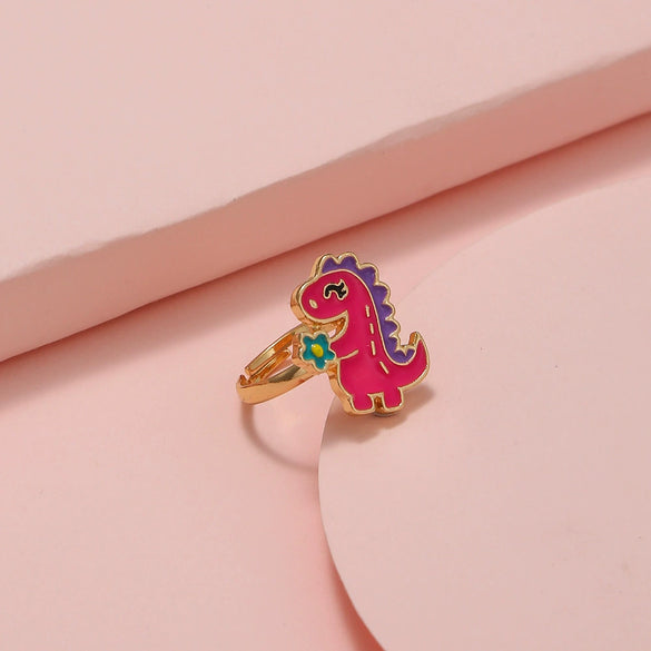 Cute Open Butterfly Ring For Children And Women Adjustable Fun Cartoon Jewelry Alloy Dripping Oil