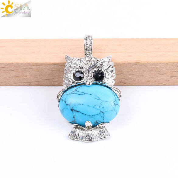 Cute Owl Pendant Natural Crystal Necklace Minimalist Animal Zodiac Style Unisex Jewelry