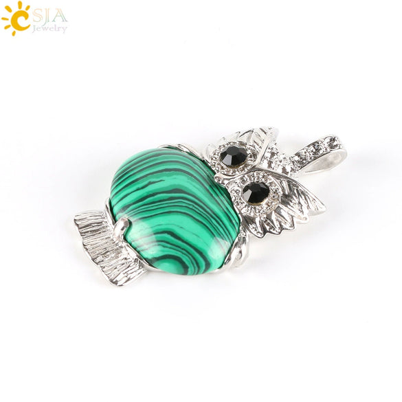 Cute Owl Pendant Natural Crystal Necklace Minimalist Animal Zodiac Style Unisex Jewelry