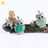 Cute Owl Pendant Natural Crystal Necklace Minimalist Animal Zodiac Style Unisex Jewelry