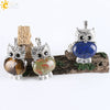 Cute Owl Pendant Natural Crystal Necklace Minimalist Animal Zodiac Style Unisex Jewelry