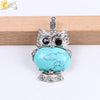 Cute Owl Pendant Natural Crystal Necklace Minimalist Animal Zodiac Style Unisex Jewelry
