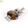Cute Owl Pendant Natural Crystal Necklace Minimalist Animal Zodiac Style Unisex Jewelry